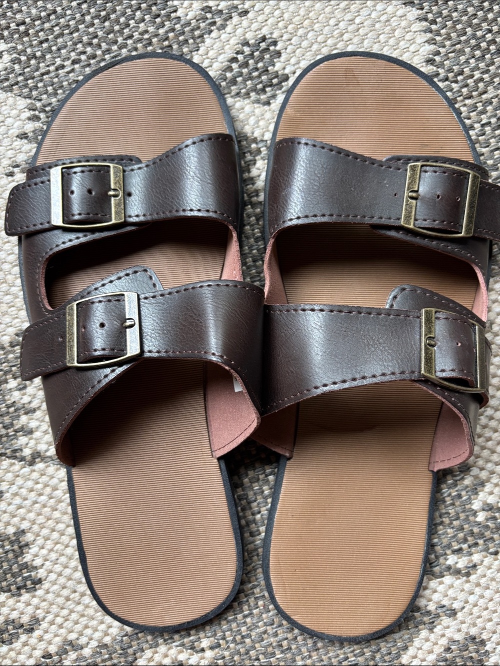 WHITIN Brown Wide Barefoot Slides Sandals